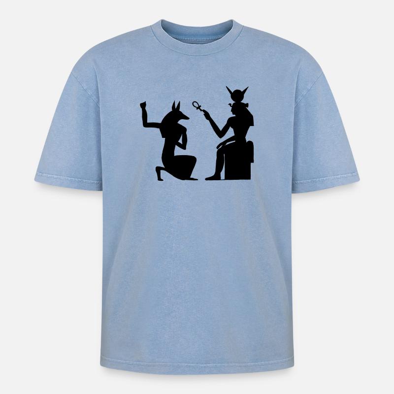 Pyramid Egyptian hieroglyphics pharaoh - Oversized Unisex Premium Acid-Washed T-Shirt - acid washed blue