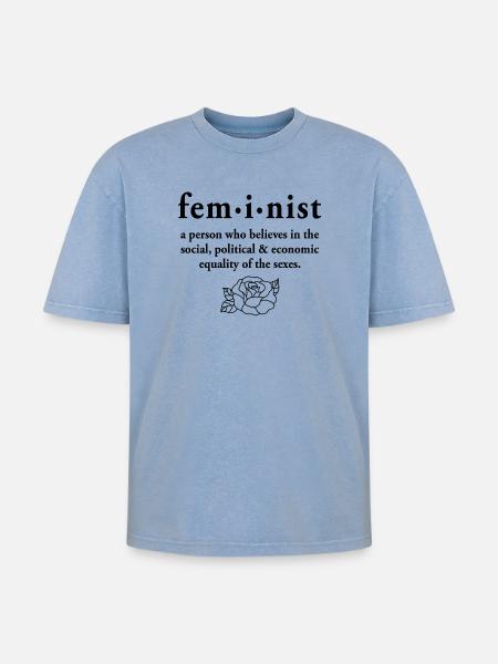 Feminist Definition - Oversized Unisex Premium Acid-Washed T-Shirt - acid washed blue