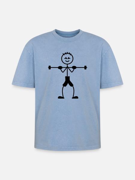 Musculation avec beaucoup de poids - T-shirt Premium unisexe oversize acid-washed - bleu délavé acide