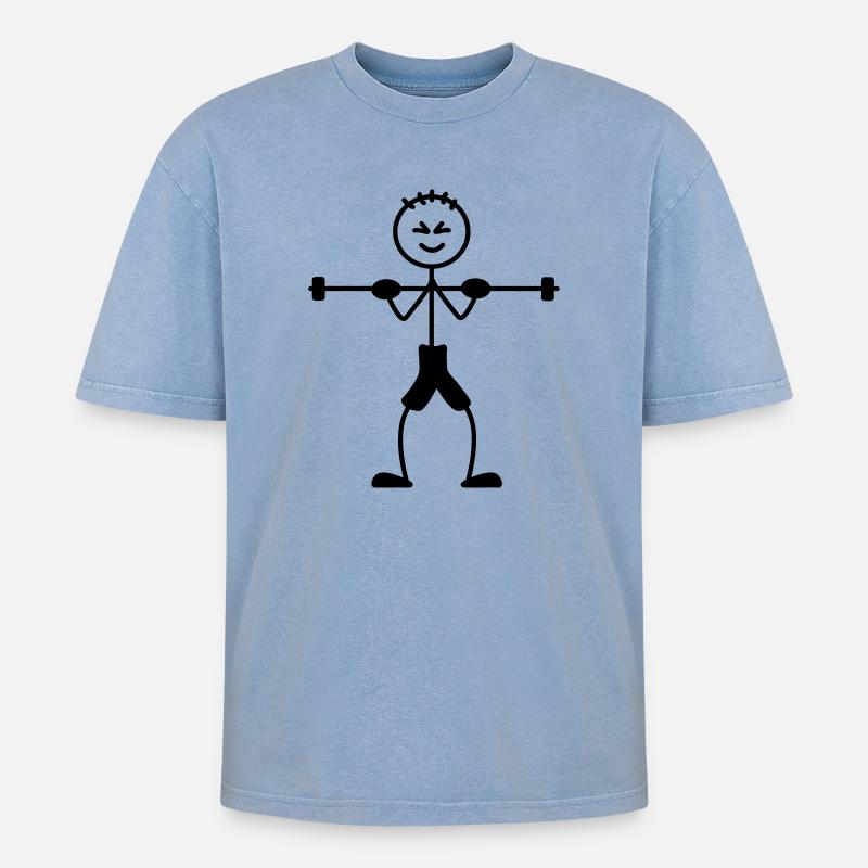 Krafttraining mit viel Gewicht - Oversized Unisex Premium Acid-Washed T-Shirt - Blau Acid Wash