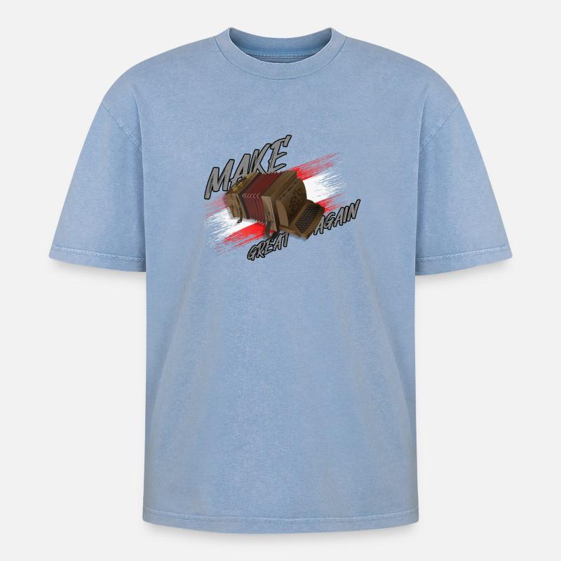 MAKE Quetschn GREAT AGAIN | ZiachON! - Oversized Unisex Premium Acid-Washed T-Shirt - Blau Acid Wash