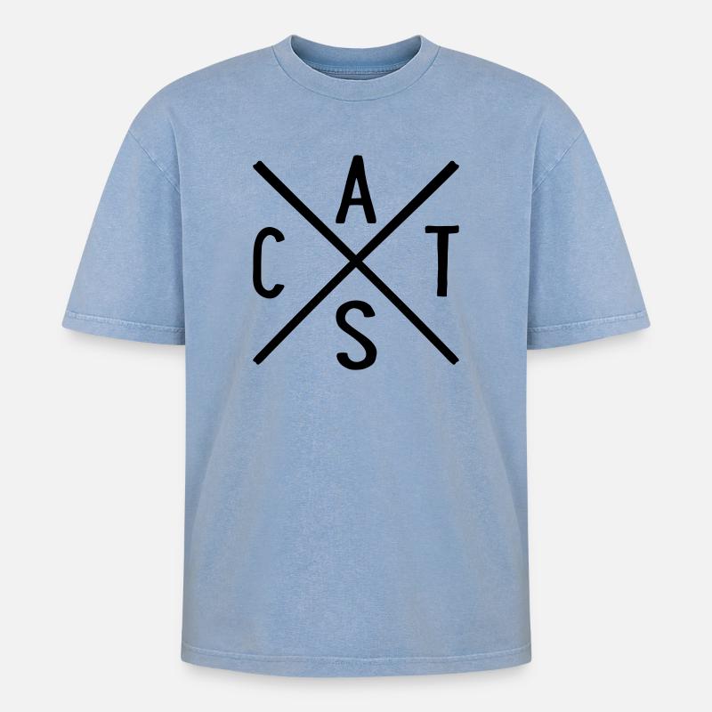 Chats - T-shirt Premium unisexe oversize acid-washed - bleu délavé acide