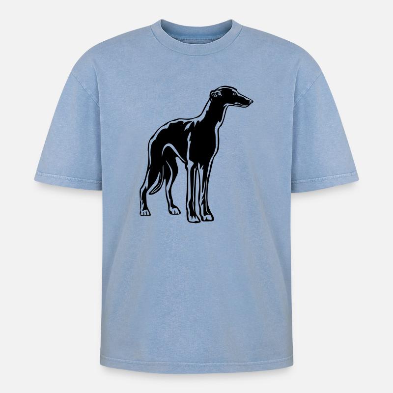 Greyhound - Oversized Unisex Premium Acid-Washed T-Shirt - Blau Acid Wash