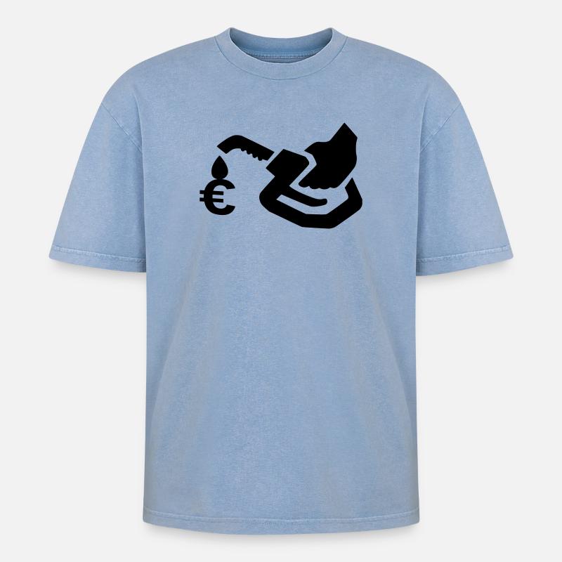 Zapfsäule - Oversized Unisex Premium Acid-Washed T-Shirt - Blau Acid Wash