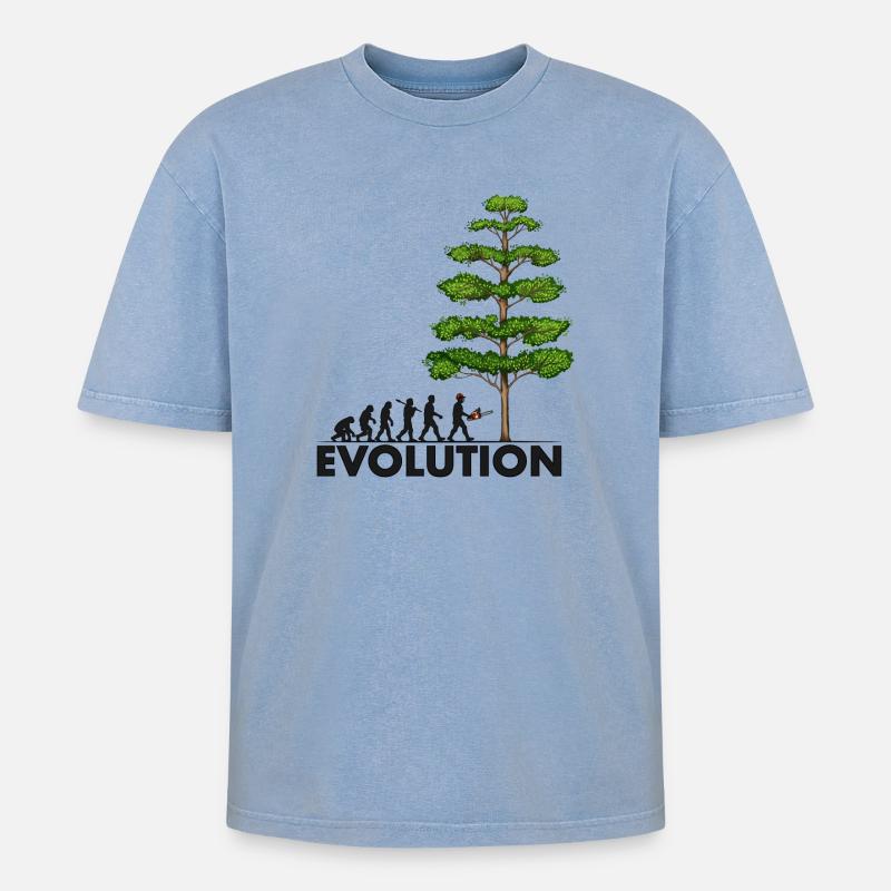 Tronçonneuse Evolution Grey Big Tree - T-shirt Premium unisexe oversize acid-washed - bleu délavé acide