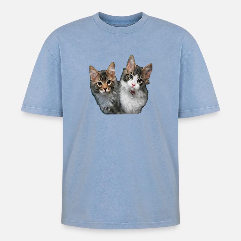 Chatons - T-shirt Premium unisexe oversize acid-washed - bleu délavé acide
