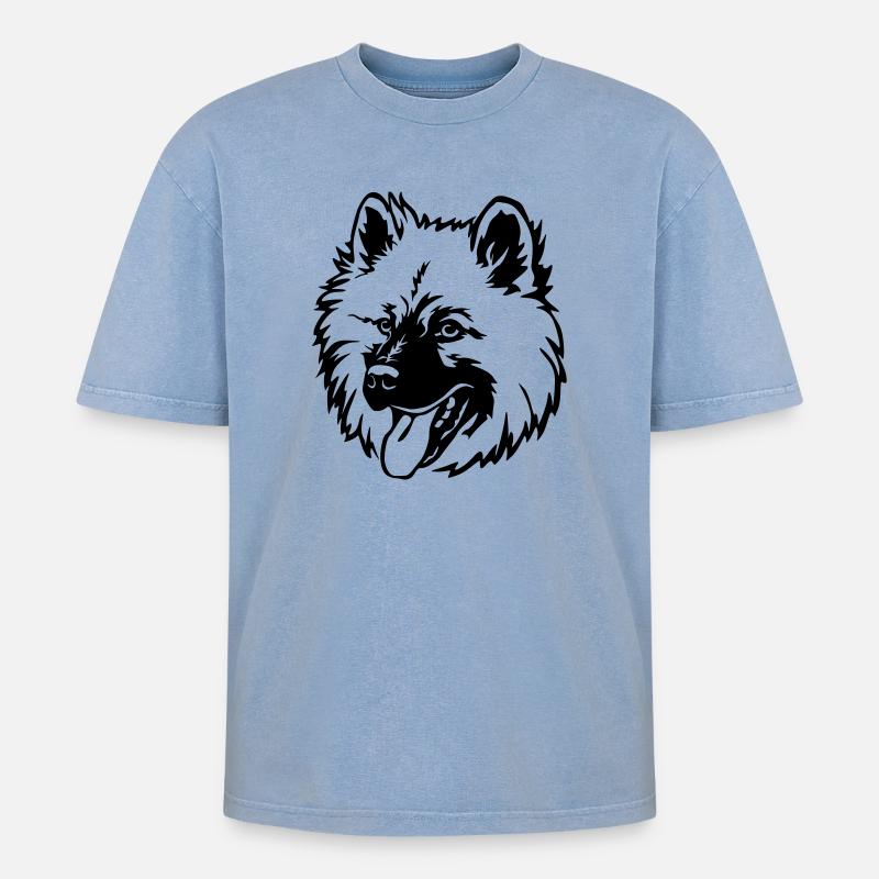 Eurasier head - Oversized Unisex Premium Acid-Washed T-Shirt - acid washed blue