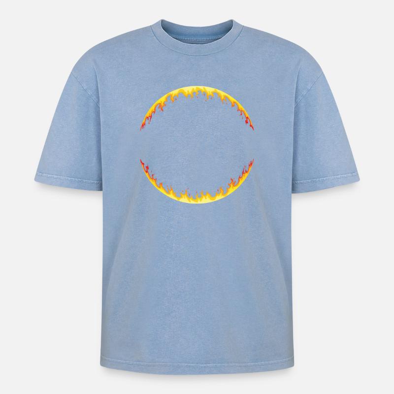 Fire circle | circle on fire - Oversized Unisex Premium Acid-Washed T-Shirt - acid washed blue
