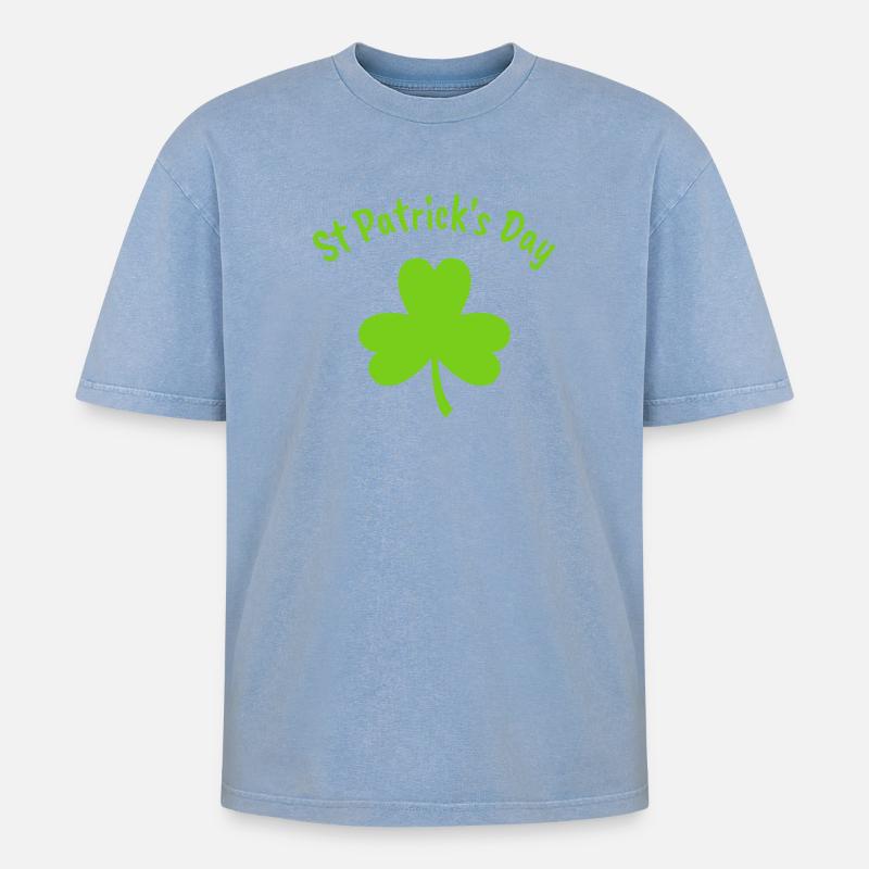 St. Patrick - Oversized Unisex Premium Acid-Washed T-Shirt - Blau Acid Wash