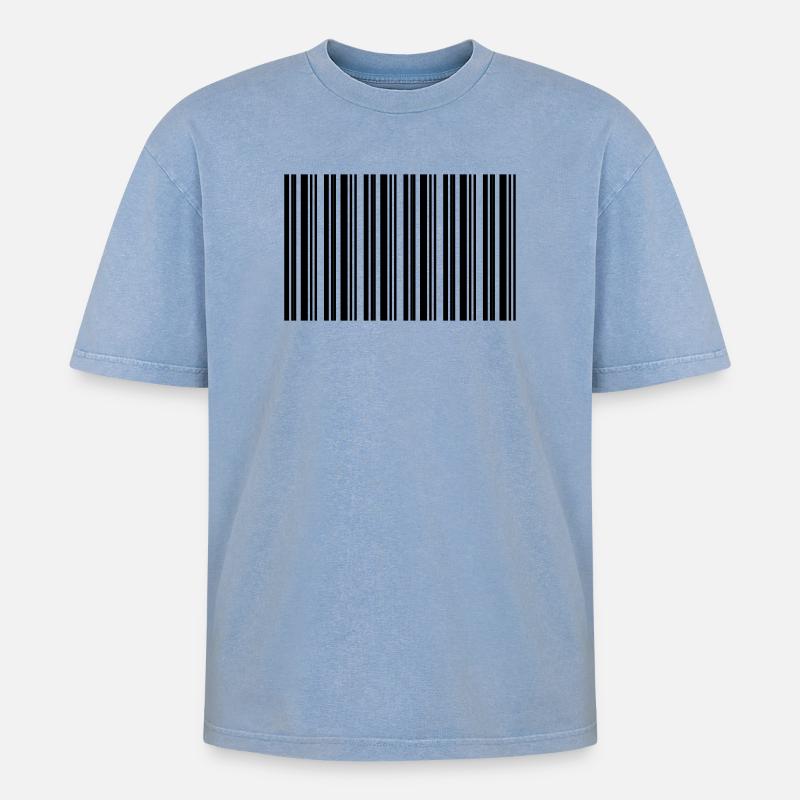 Barcode Strichcode Nerd IT Technik Design - Oversized Unisex Premium Acid-Washed T-Shirt - Blau Acid Wash
