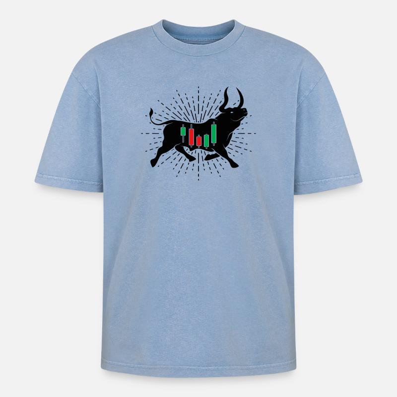 Actions Bulle - T-shirt Premium unisexe oversize acid-washed - bleu délavé acide