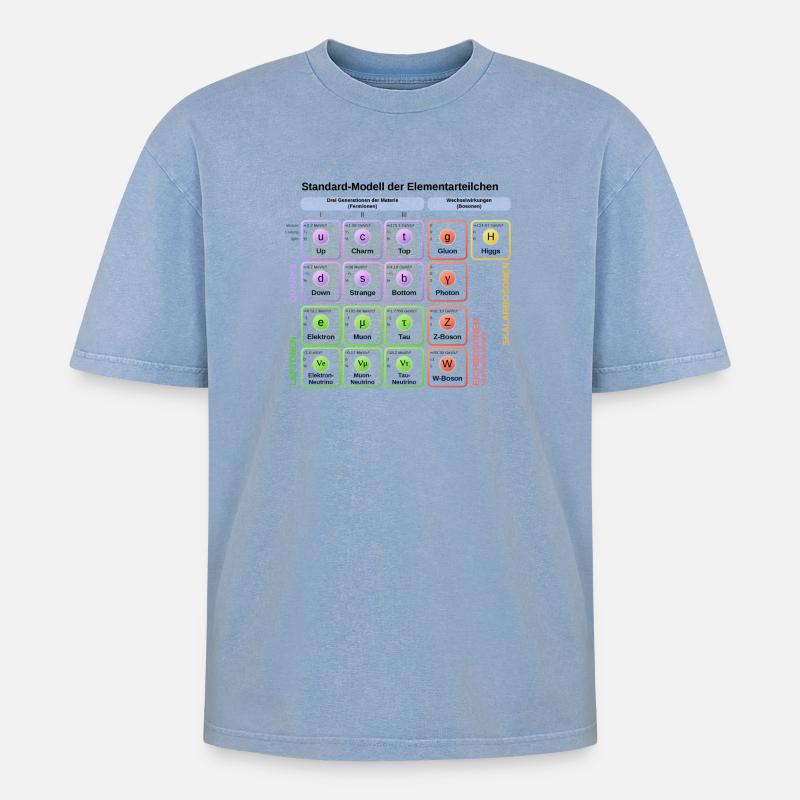 Standard-Modell der Elementarteilchen - Oversized Unisex Premium Acid-Washed T-Shirt - Blau Acid Wash
