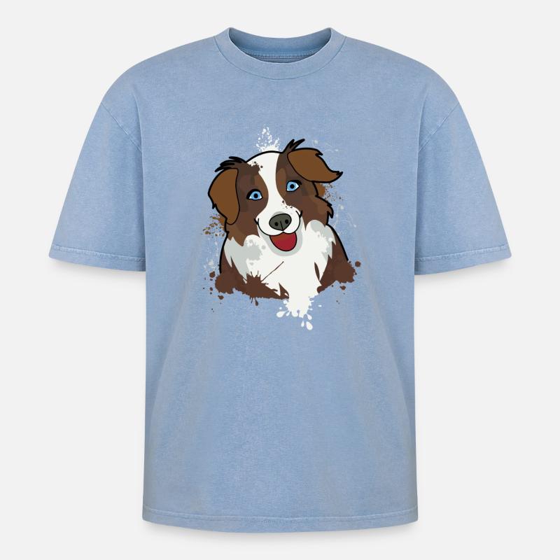Australian Shepherd - T-shirt Premium unisexe oversize acid-washed - bleu délavé acide