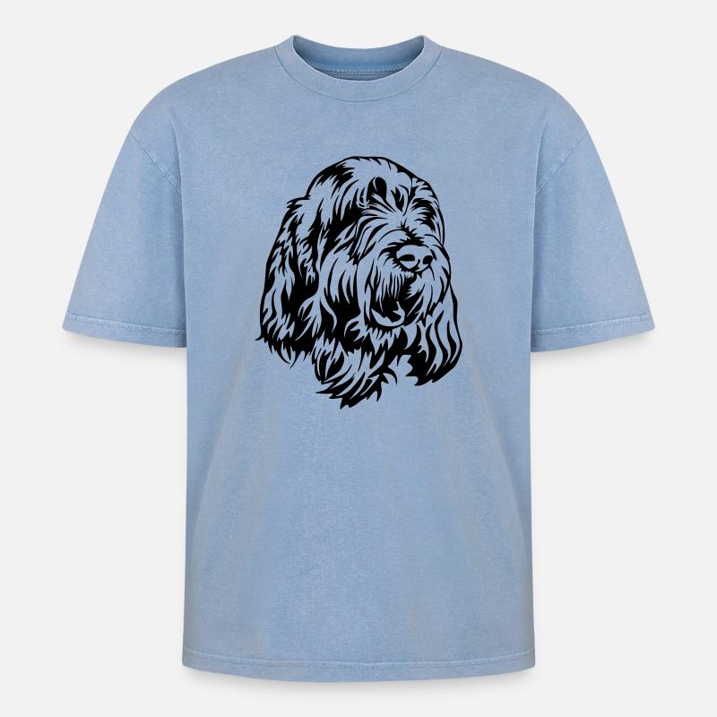Spinone Italiano Kopf - Oversized Unisex Premium Acid-Washed T-Shirt - Blau Acid Wash