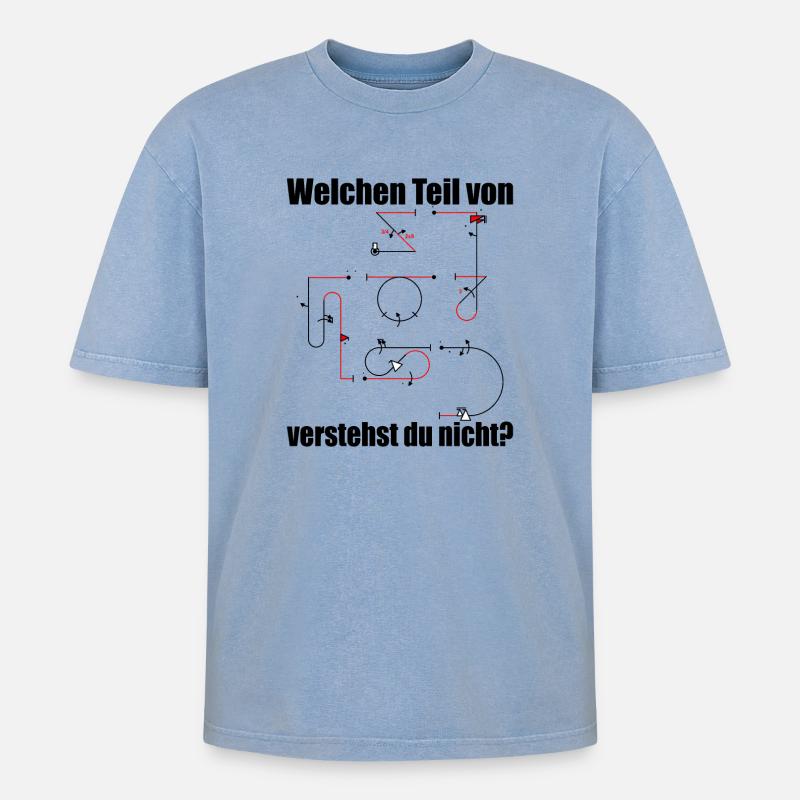 Aresti Symbole Kunstflug Programm Modellpilot - Oversized Unisex Premium Acid-Washed T-Shirt - Blau Acid Wash