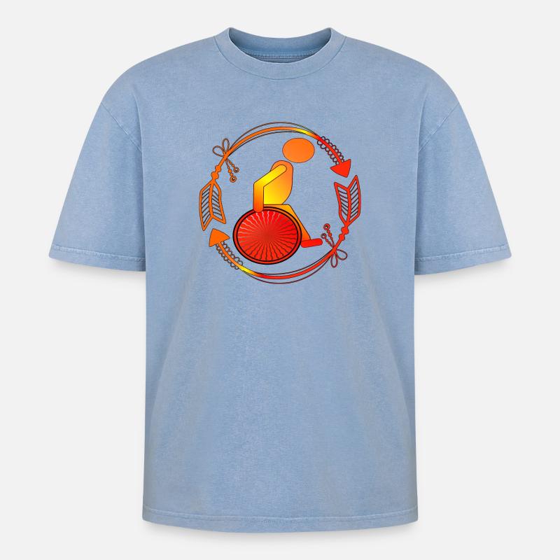 Rollstuhllfahrer Gehbehinderung ROLLSTUHL - Oversized Unisex Premium Acid-Washed T-Shirt - Blau Acid Wash