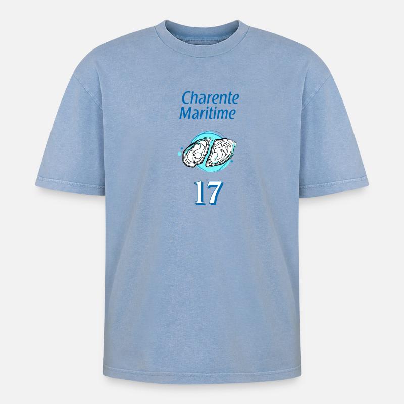 Charente-Maritime - T-shirt Premium unisexe oversize acid-washed - bleu délavé acide