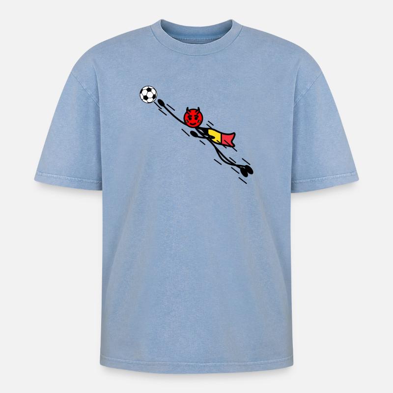 Flying Red Devil hero keeper - Oversized Unisex Premium Acid-Washed T-Shirt - acid washed blue