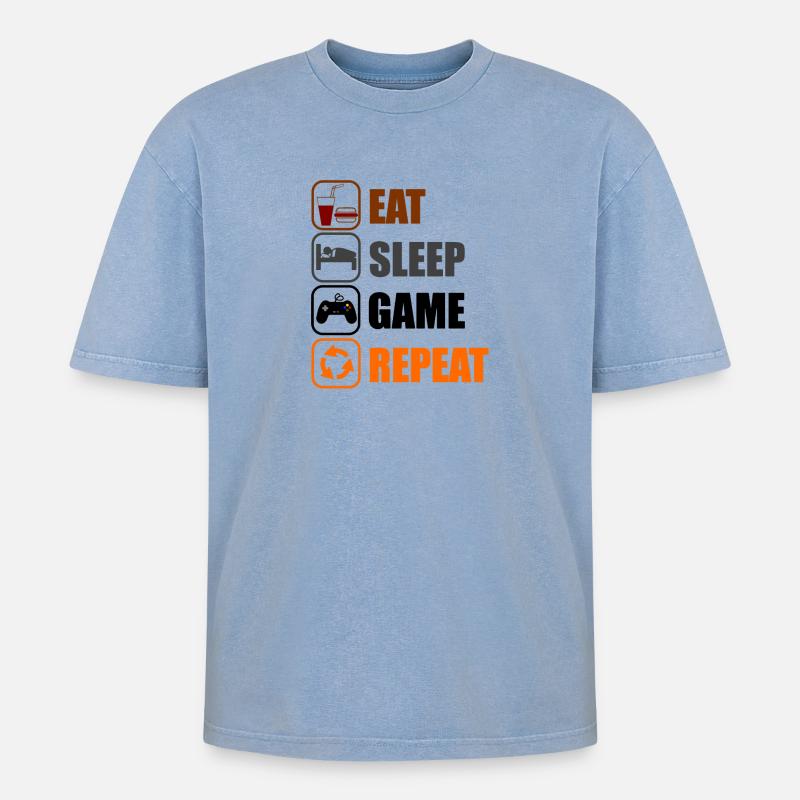 Geek Routine - Oversized Unisex Premium Acid-Washed T-Shirt - acid washed blue