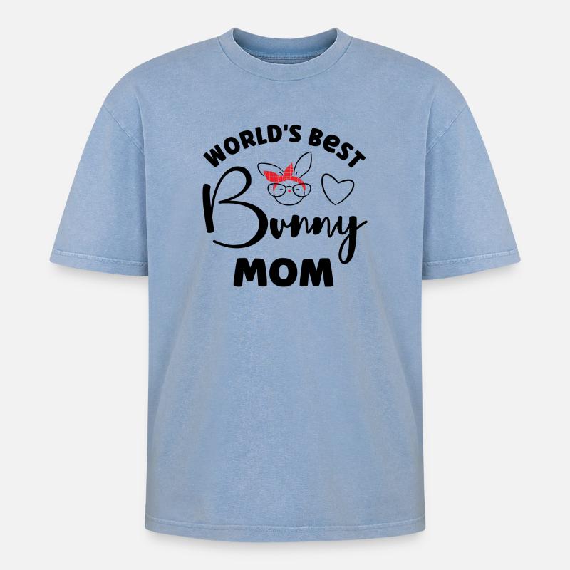 Rabbit Rabbit - Oversized Unisex Premium Acid-Washed T-Shirt - acid washed blue