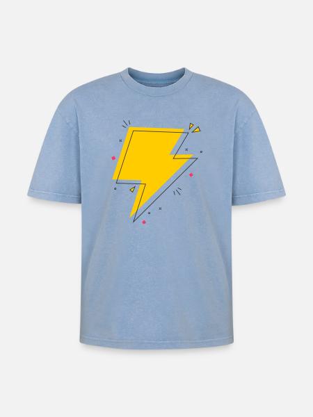 Dynamic Ray in Yellow and Black - Oversized Unisex Premium Acid-Washed T-Shirt - acid washed blue