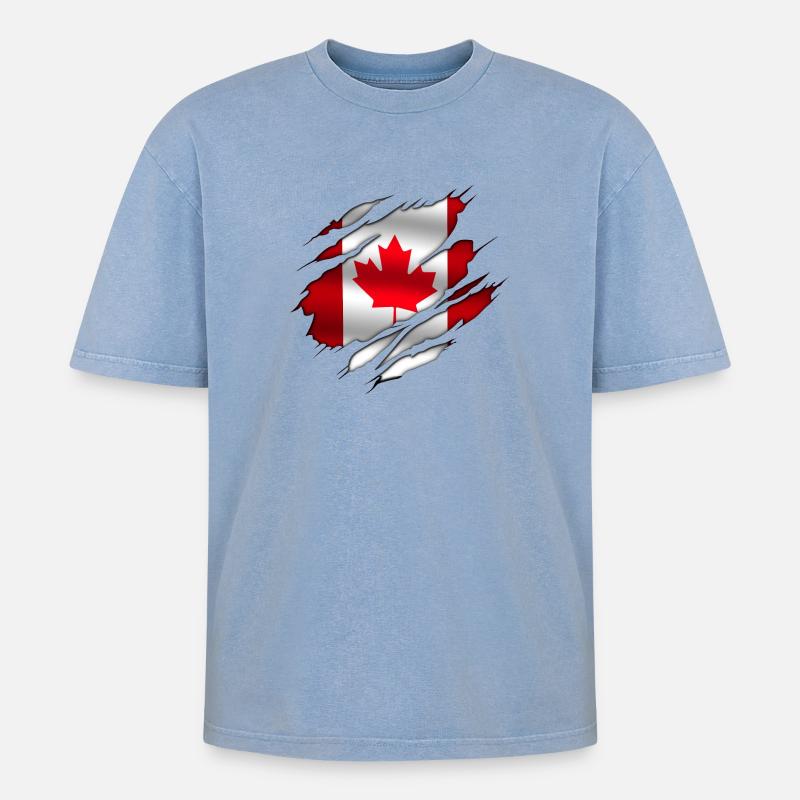 Canada (Canada) - T-shirt Premium unisexe oversize acid-washed - bleu délavé acide