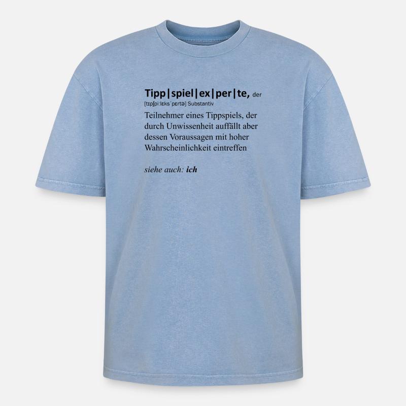 Tippspielexperte, der - Oversized Unisex Premium Acid-Washed T-Shirt - Blau Acid Wash