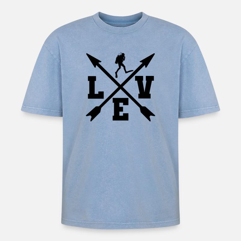 Divers Diving - Oversized Unisex Premium Acid-Washed T-Shirt - acid washed blue