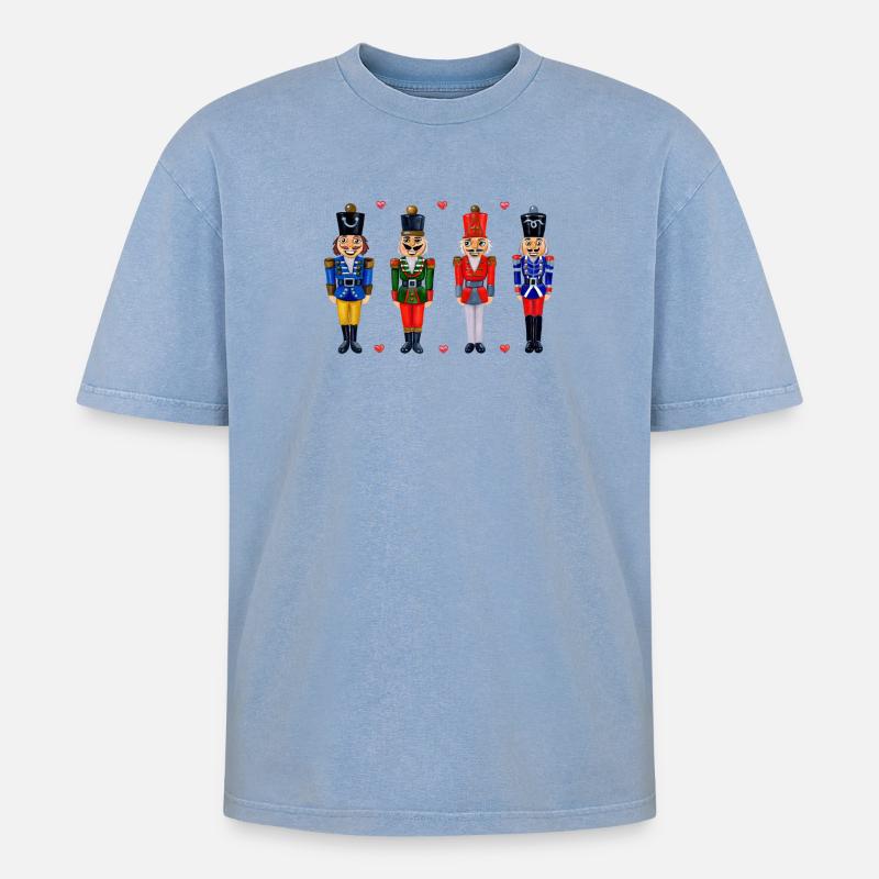 FOUR FUNNY NUTCRACKERS - Oversized Unisex Premium Acid-Washed T-Shirt - acid washed blue