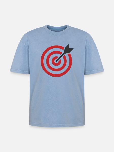 Bullseye Arrow Target - Oversized Unisex Premium Acid-Washed T-Shirt - acid washed blue