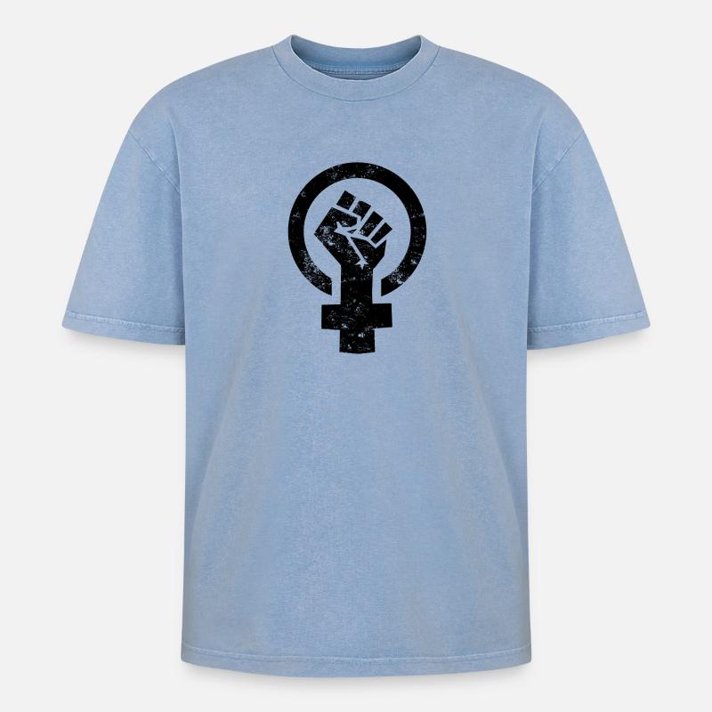 Frauen Power Venus Symbol - Oversized Unisex Premium Acid-Washed T-Shirt - Blau Acid Wash
