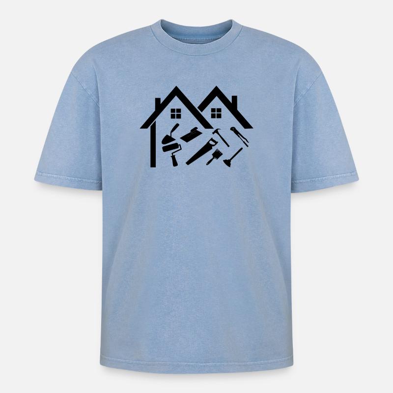 Bricoleur d’entreprise de construction - T-shirt Premium unisexe oversize acid-washed - bleu délavé acide