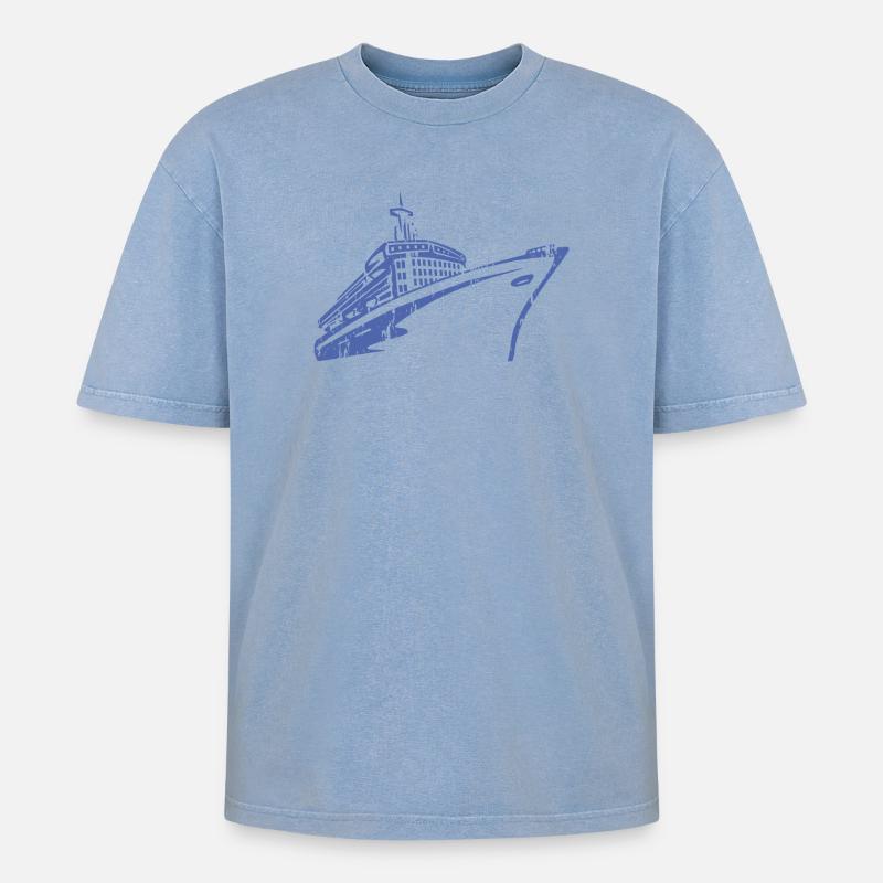 Kreuzfahrtschiff Kreuzfahrt Schiff Luxus - Oversized Unisex Premium Acid-Washed T-Shirt - Blau Acid Wash