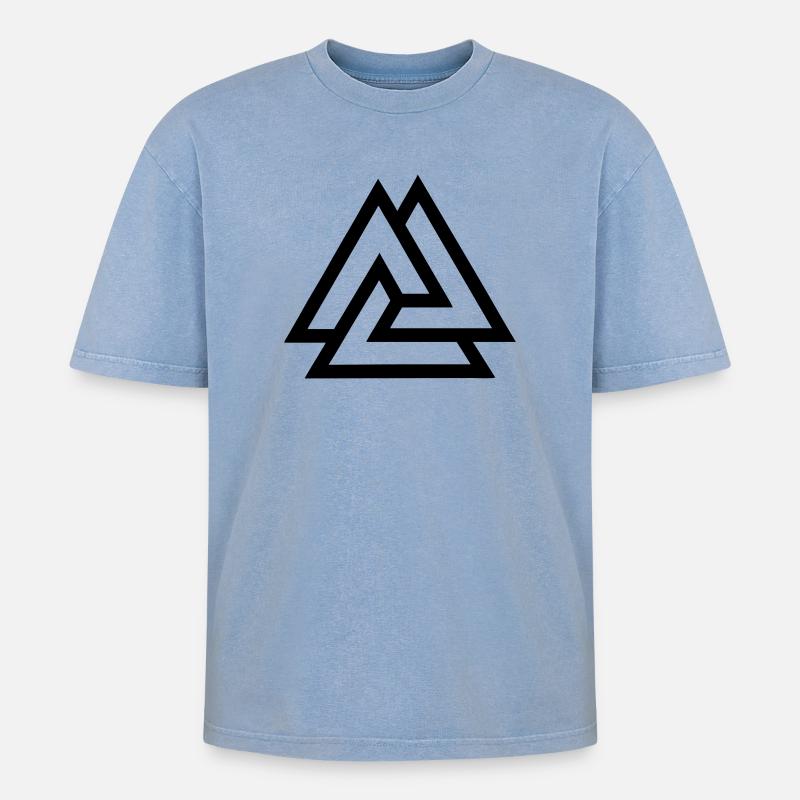 Valknut knot fallen in battle - Oversized Unisex Premium Acid-Washed T-Shirt - acid washed blue