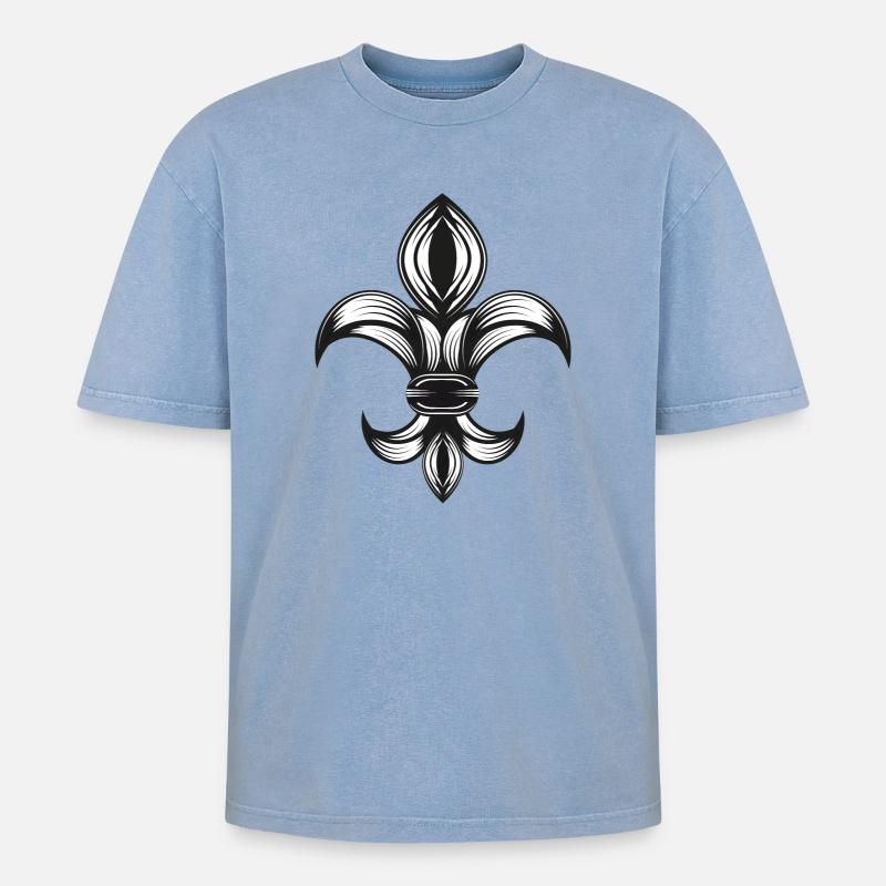 iris stylisé - Fleur-de-Lys - T-shirt Premium unisexe oversize acid-washed - bleu délavé acide