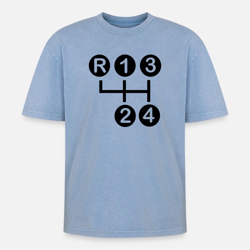 Boîte de vitesses 4 vitesses - T-shirt Premium unisexe oversize acid-washed - bleu délavé acide