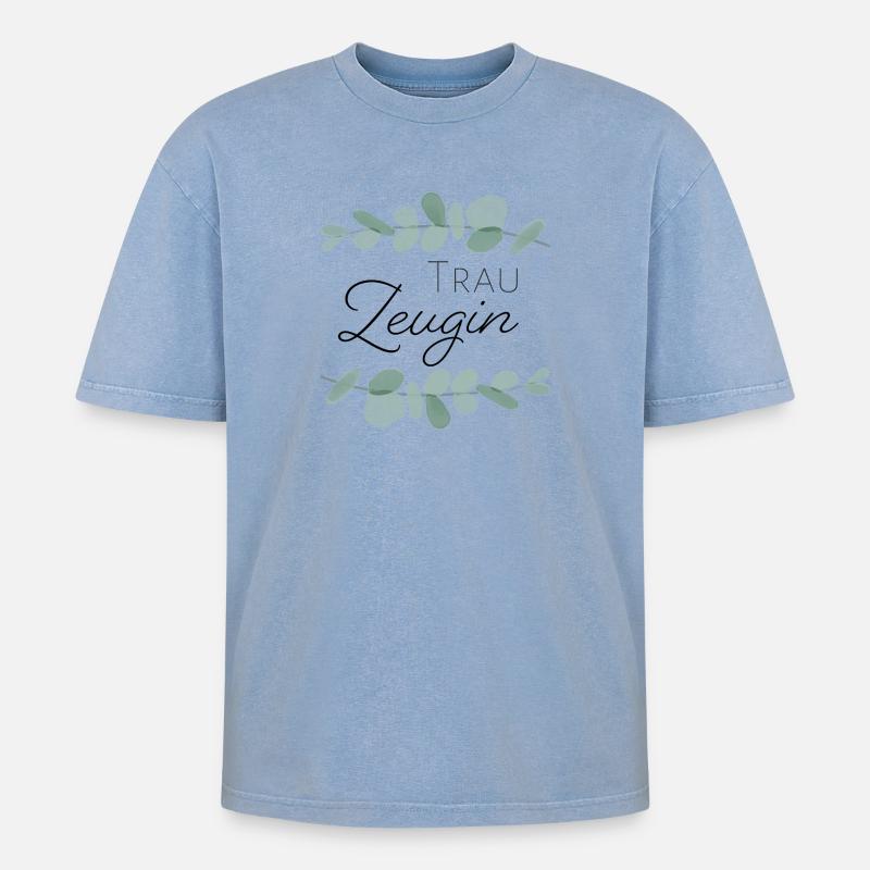 Trauzeugin Eukalyptus - Oversized Unisex Premium Acid-Washed T-Shirt - Blau Acid Wash