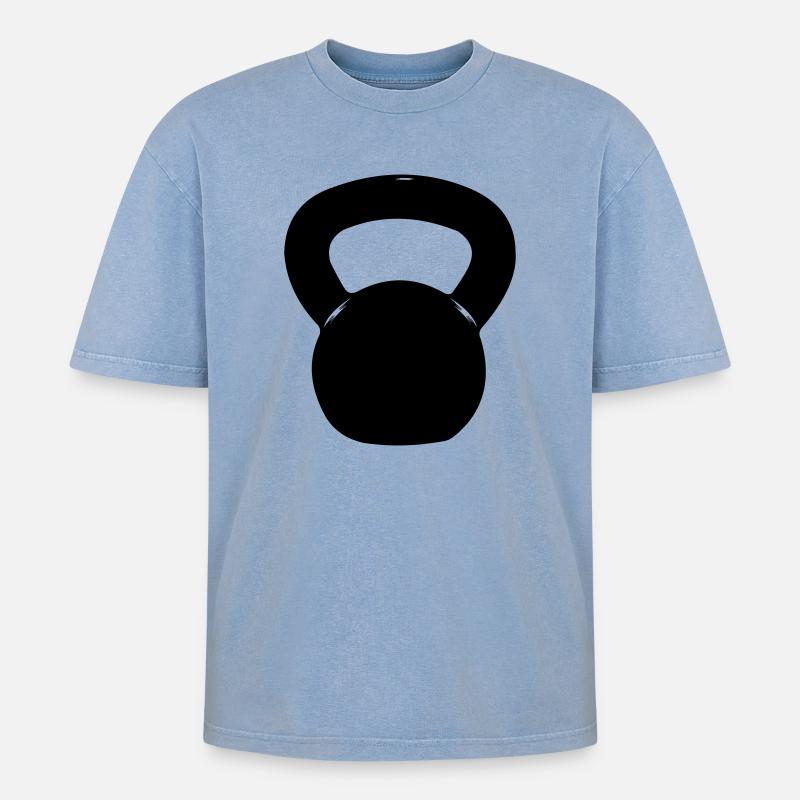 Kettlebell - Oversized Unisex Premium Acid-Washed T-Shirt - Blau Acid Wash