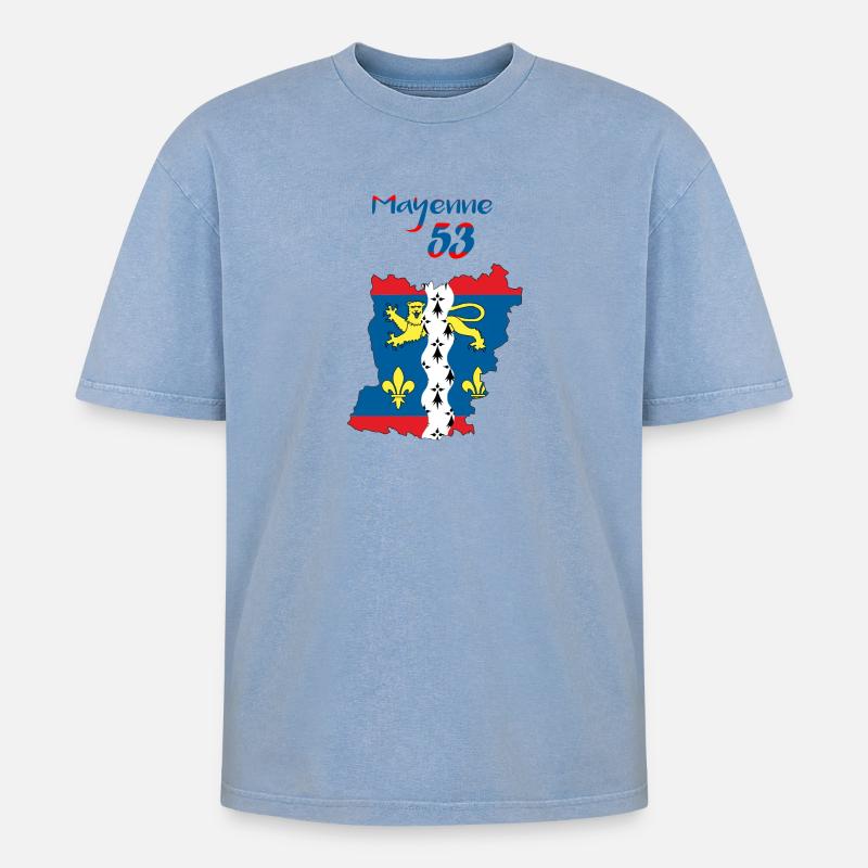 Mayenne - Oversized Unisex Premium Acid-Washed T-Shirt - Blau Acid Wash