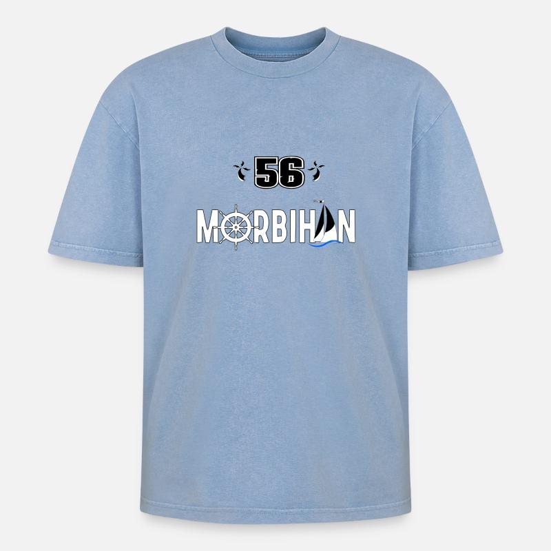 Morbihan - Oversized Unisex Premium Acid-Washed T-Shirt - Blau Acid Wash