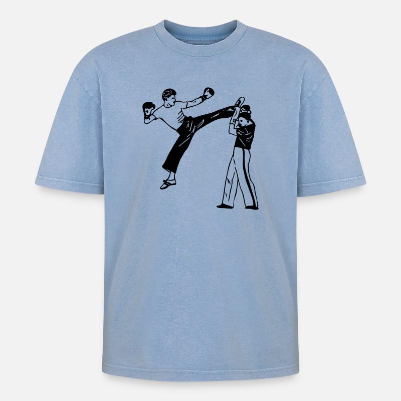 Savate de kickboxing - T-shirt Premium unisexe oversize acid-washed - bleu délavé acide