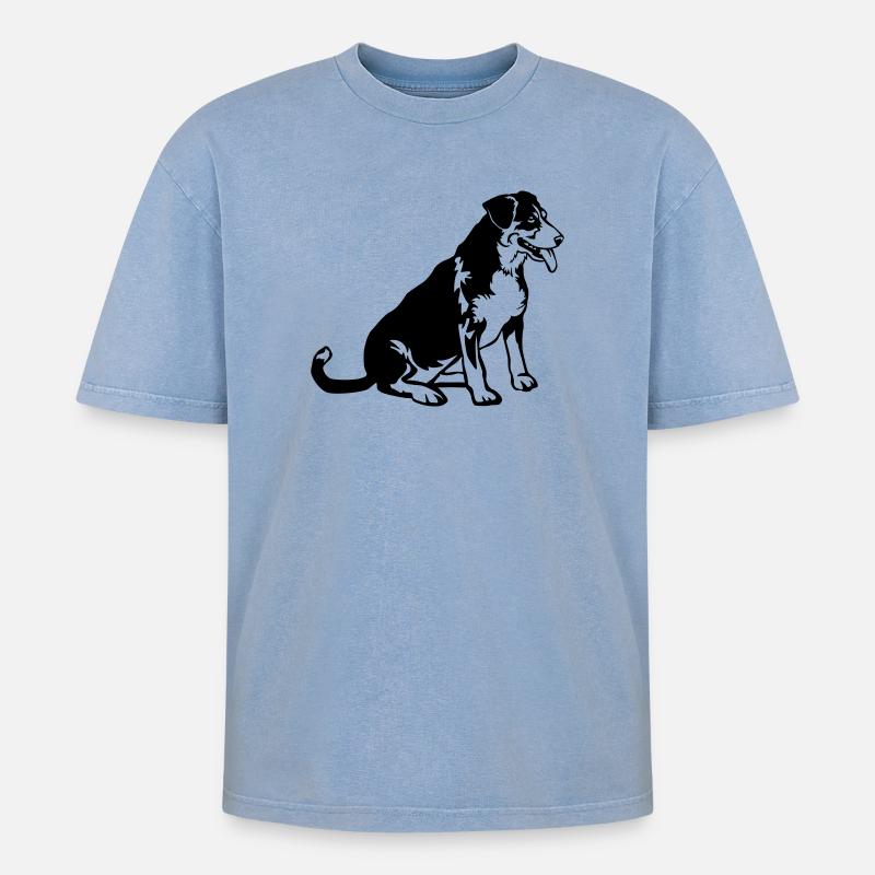 Entlebucher Sennenhund - Oversized Unisex Premium Acid-Washed T-Shirt - Blau Acid Wash