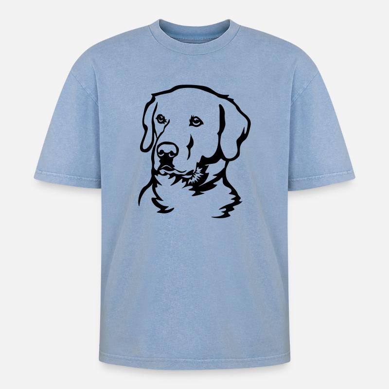 Labrador Kopf - Oversized Unisex Premium Acid-Washed T-Shirt - Blau Acid Wash