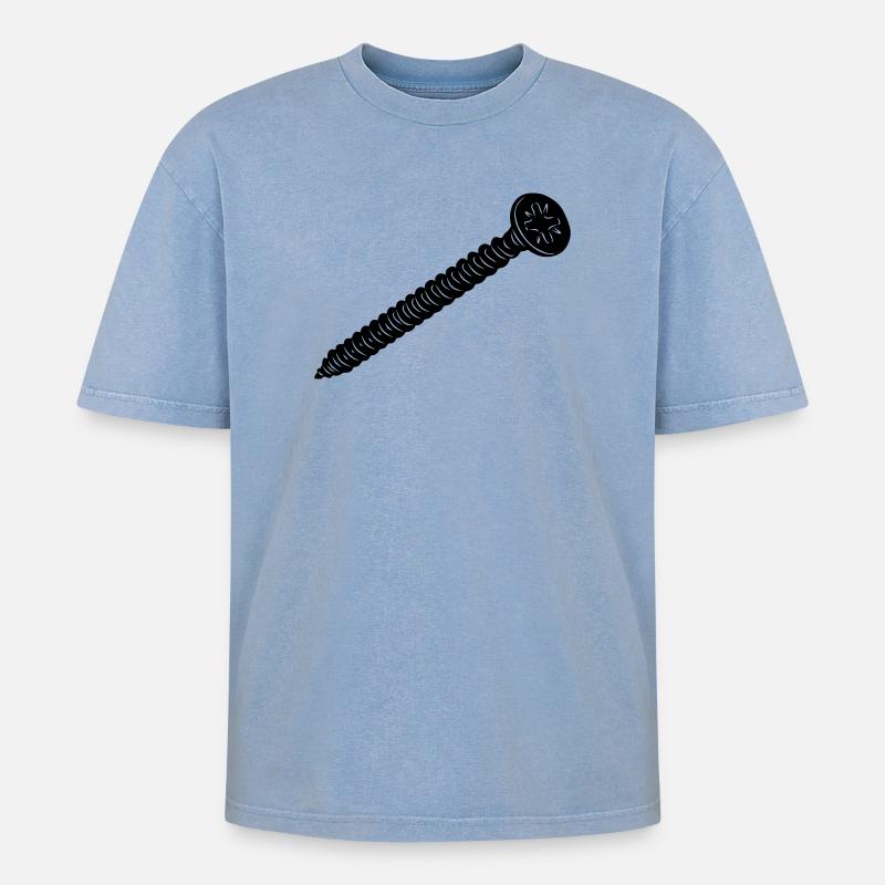 Screw for plug - Oversized Unisex Premium Acid-Washed T-Shirt - acid washed blue