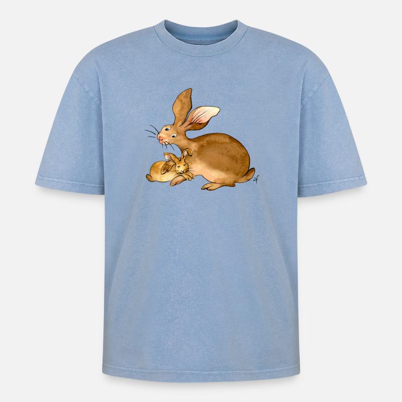 Ich möchte immer bei Dir bleiben - Oversized Unisex Premium Acid-Washed T-Shirt - Blau Acid Wash