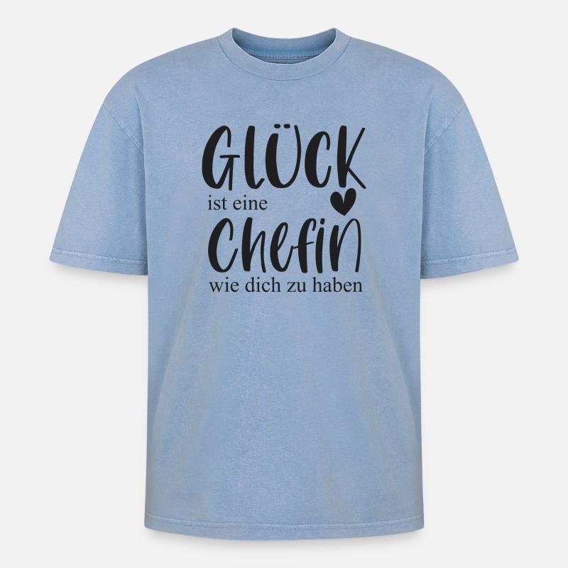 Chefin Geschenk Danke - Oversized Unisex Premium Acid-Washed T-Shirt - Blau Acid Wash