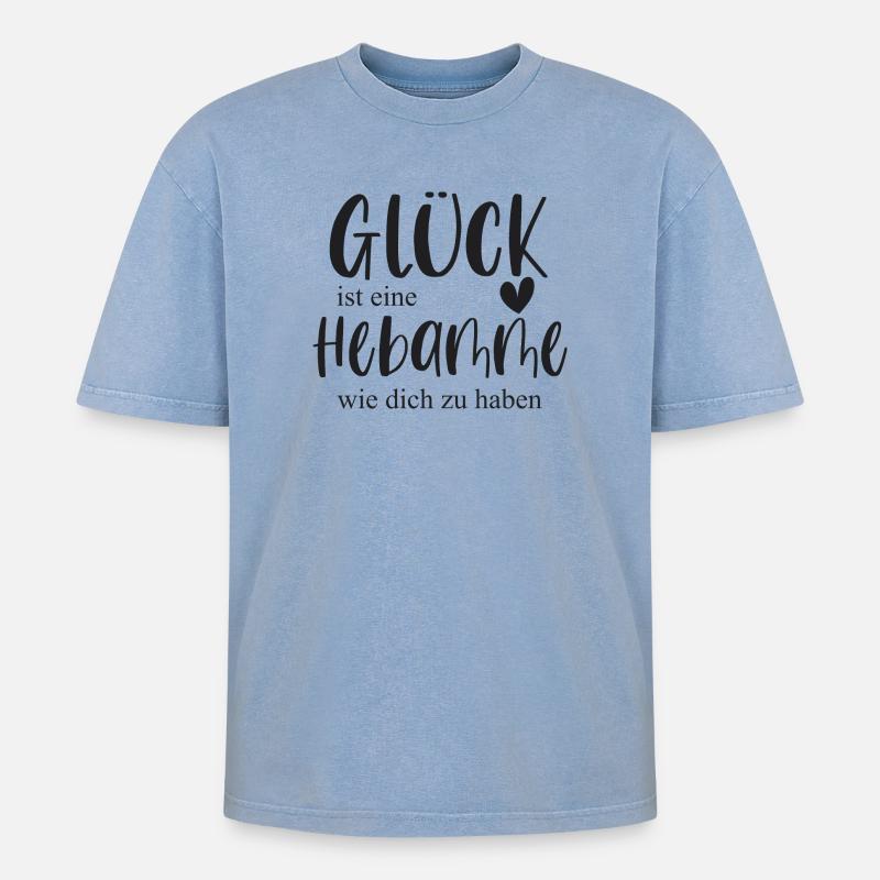 Hebamme Geschenk Danke - Oversized Unisex Premium Acid-Washed T-Shirt - Blau Acid Wash
