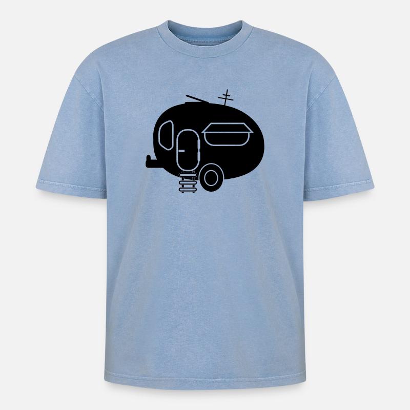 Karawane - Oversized Unisex Premium Acid-Washed T-Shirt - Blau Acid Wash