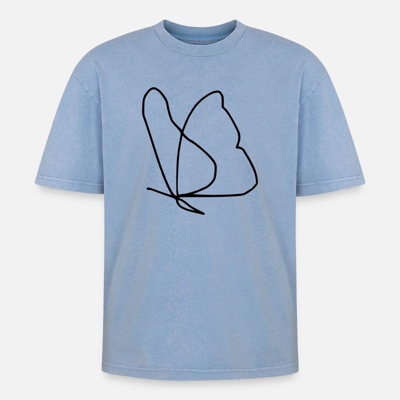 Papillon - T-shirt Premium unisexe oversize acid-washed - bleu délavé acide
