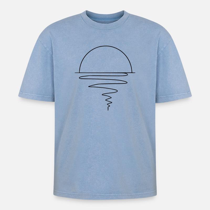 Sunset - Oversized Unisex Premium Acid-Washed T-Shirt - Blau Acid Wash